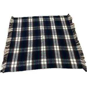 Wool Blanket Vintage Troy Mills US Made Leisure blanket 51”x53” Green Blue